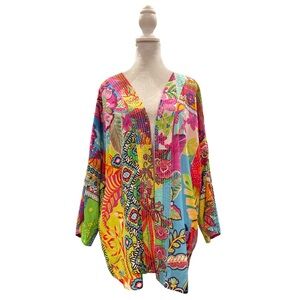 Orientique XL Boho Patchwork Floral Tunic Top Festival Resort